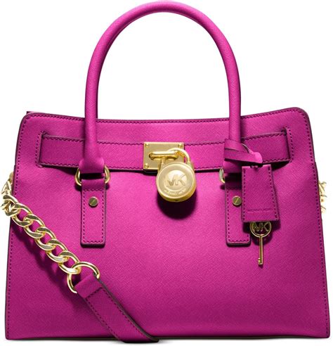 michael kors hamilton saffiano leather satchel fuschia pink